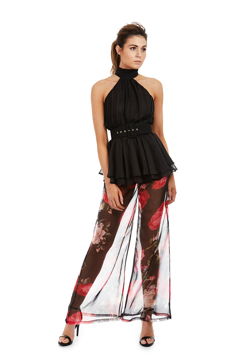 DION PANTS - BLACK FLORAL - GEORGY COLLECTION