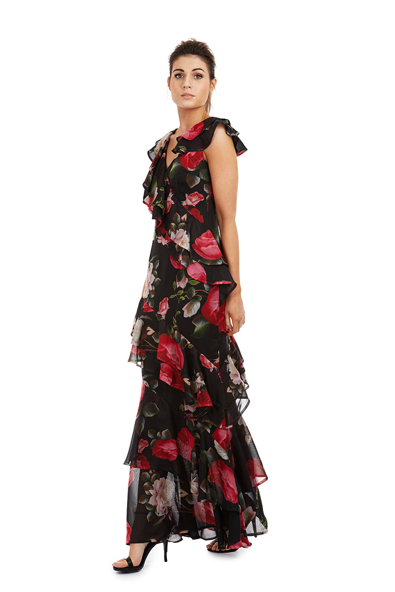 CLARA GOWN - BLACK FLORAL - GEORGY COLLECTION